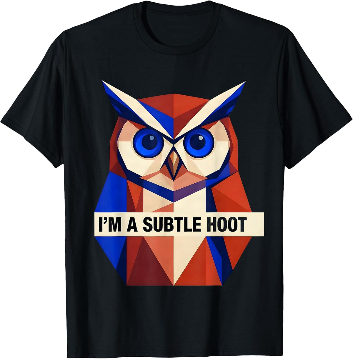 Men's I'm A Subtle Hoot Geometric Vintage Owl Bird Lover Humor T-Shirt - Black