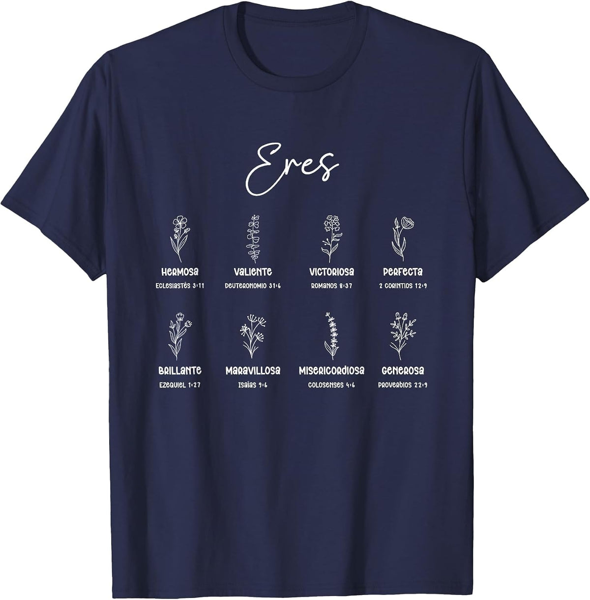 ERES Versículos Bíblicos Cute Christian Women Spanish T-Shirt - Navy Blue