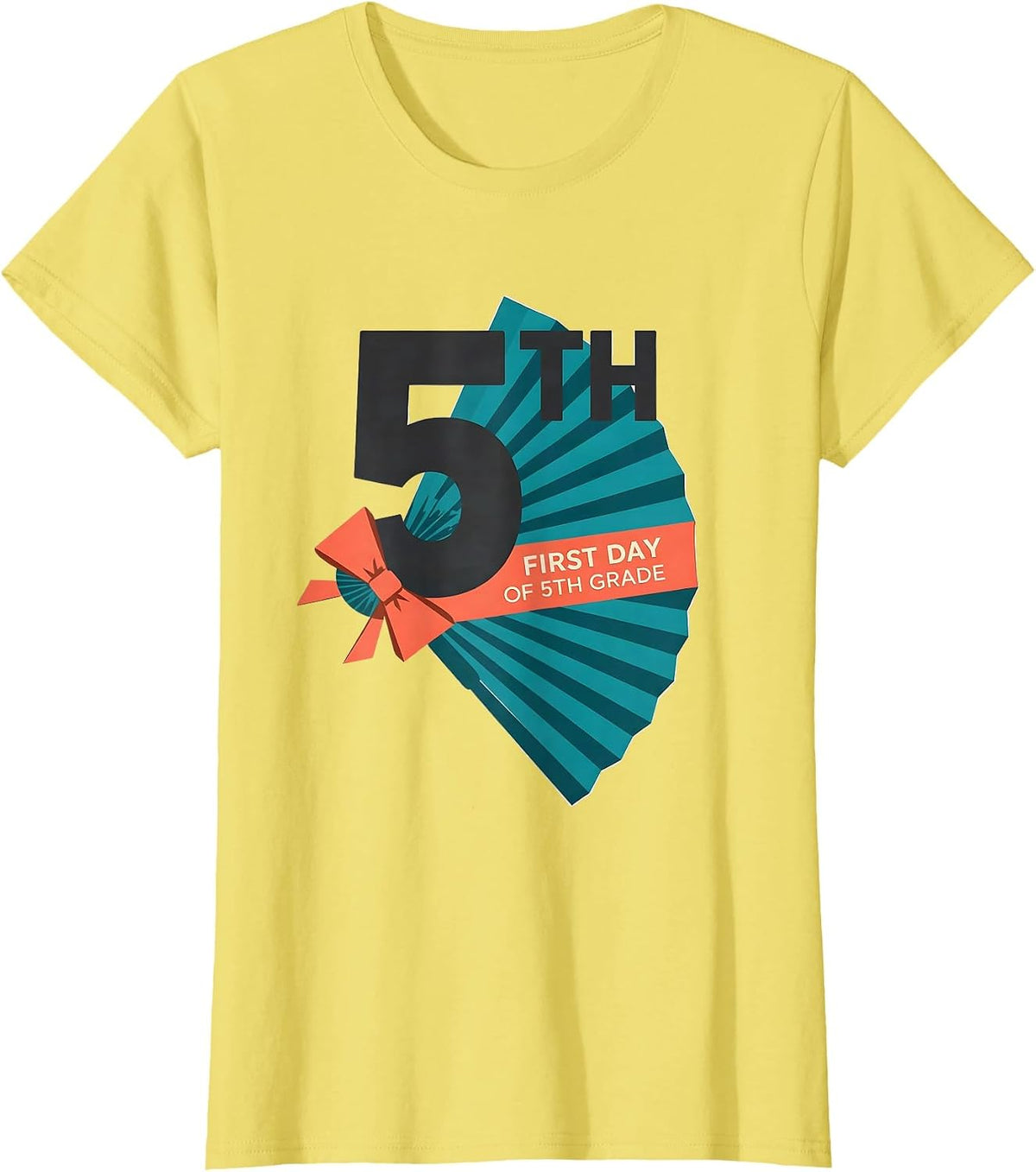 First Day Of 5th Grade Teacher Girl Coquette Bow Back T-Shirt - Lemon Yellow