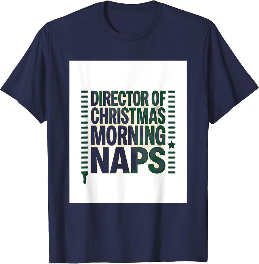 Director Of Christmas Morning Naps Funny Sloth Lover Gift T-Shirt - Navy Blue