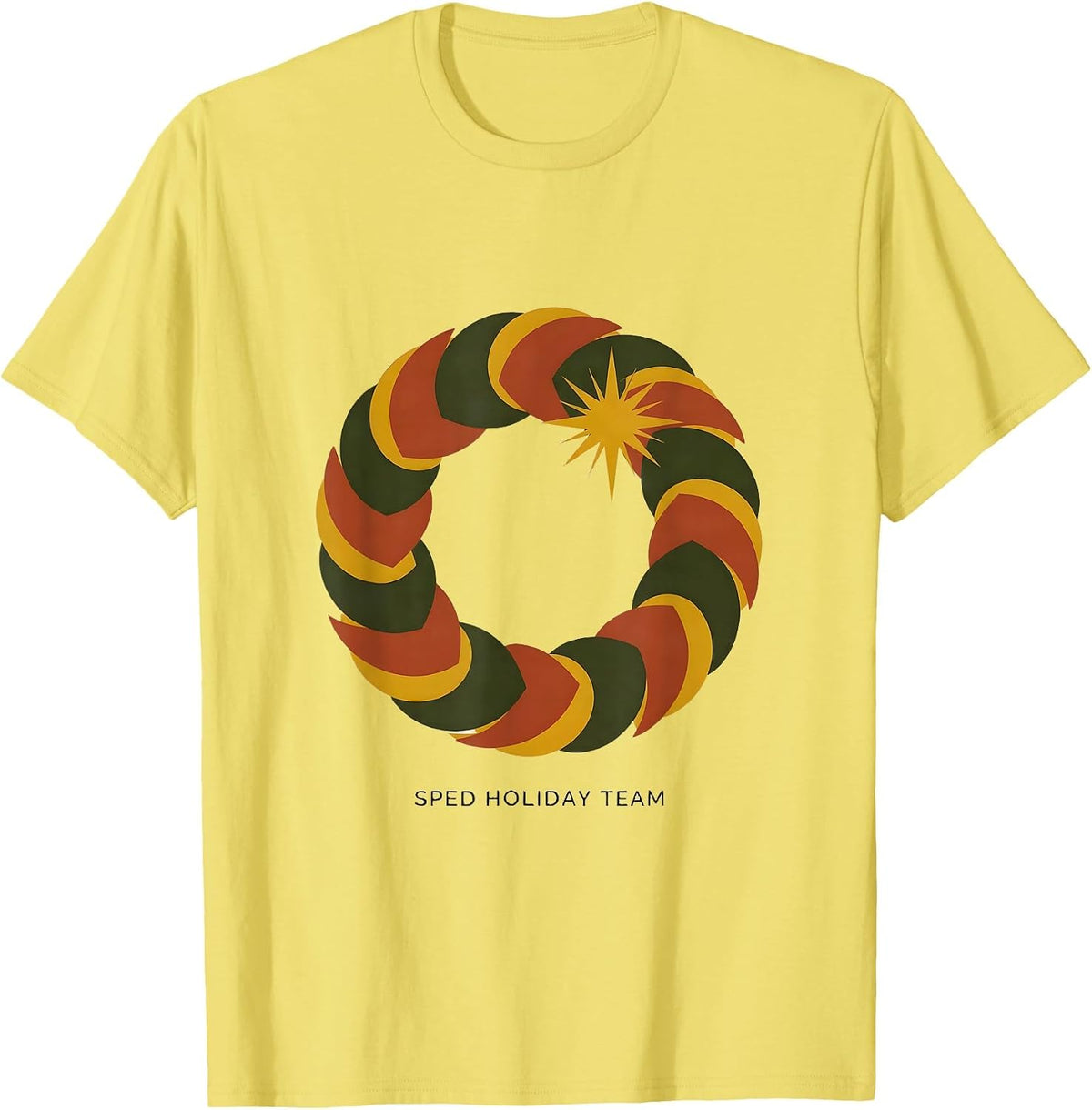 Men's SPED Holiday Team Midcentury Modern Christmas Special Ed T-Shirt - Lemon Yellow