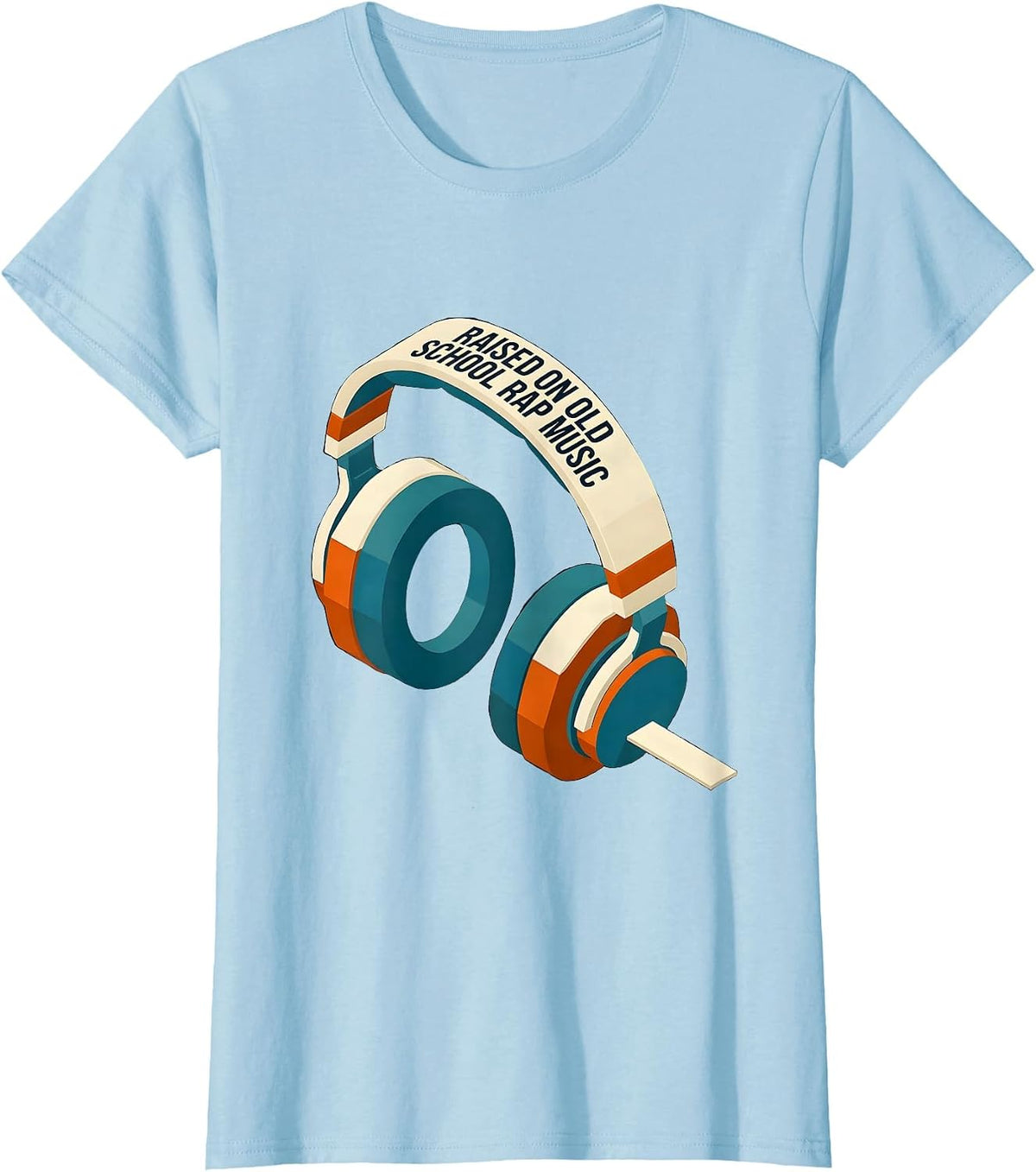 Women's Raised On Old School Rap Music Retro Hip Hop Nostalgia 80s T-Shirt - Baby Blue