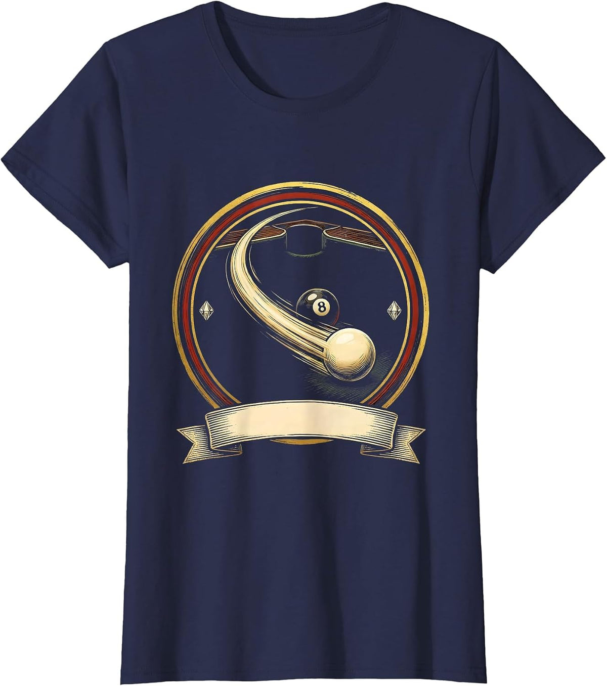 Women's Sealed Cue Ball Pocket Shot Pool Player Humor T-Shirt - Navy Blue