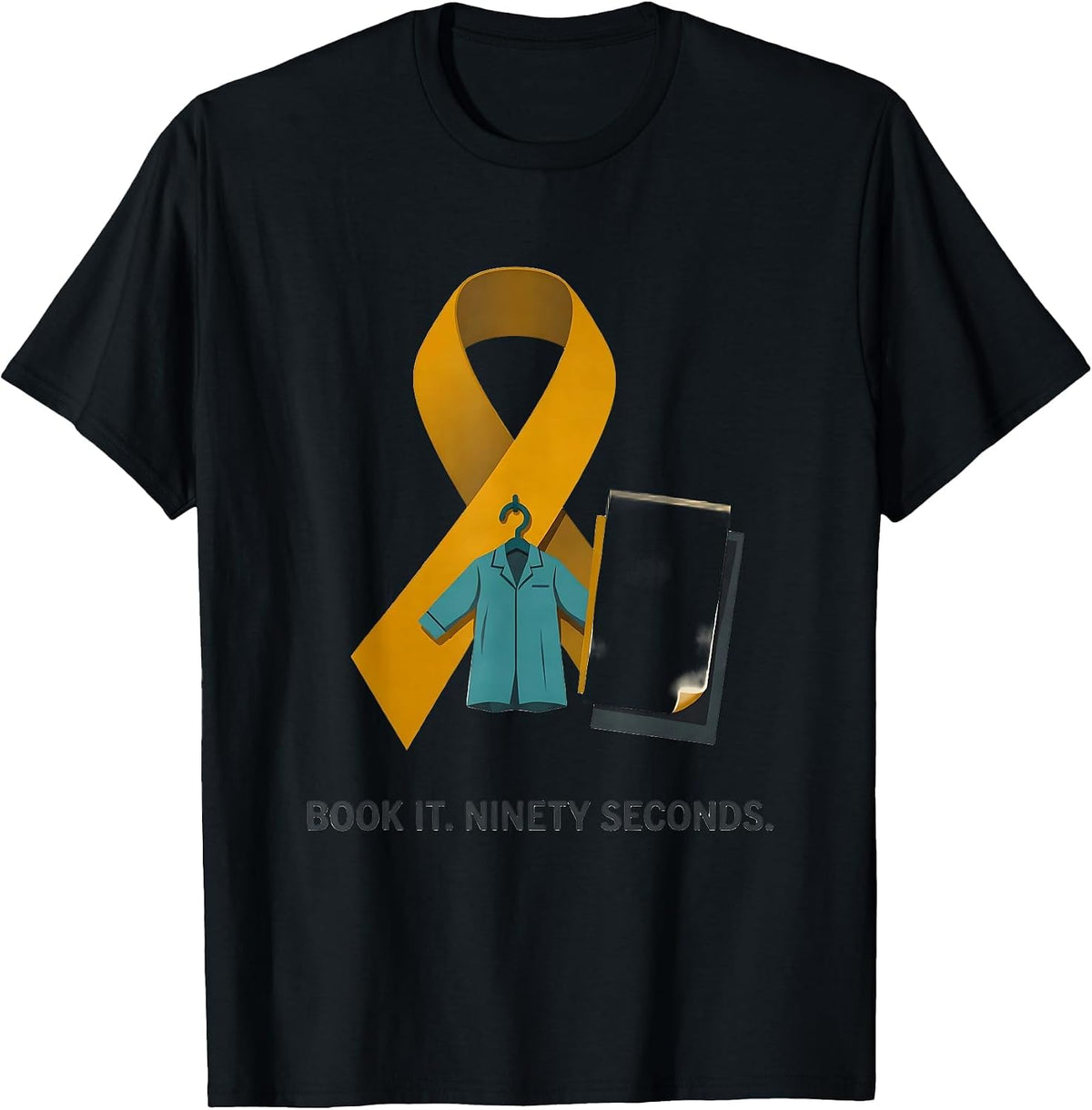 Men's Book It Ninety Seconds Midcentury Modern Mammography Tech T-Shirt - Black