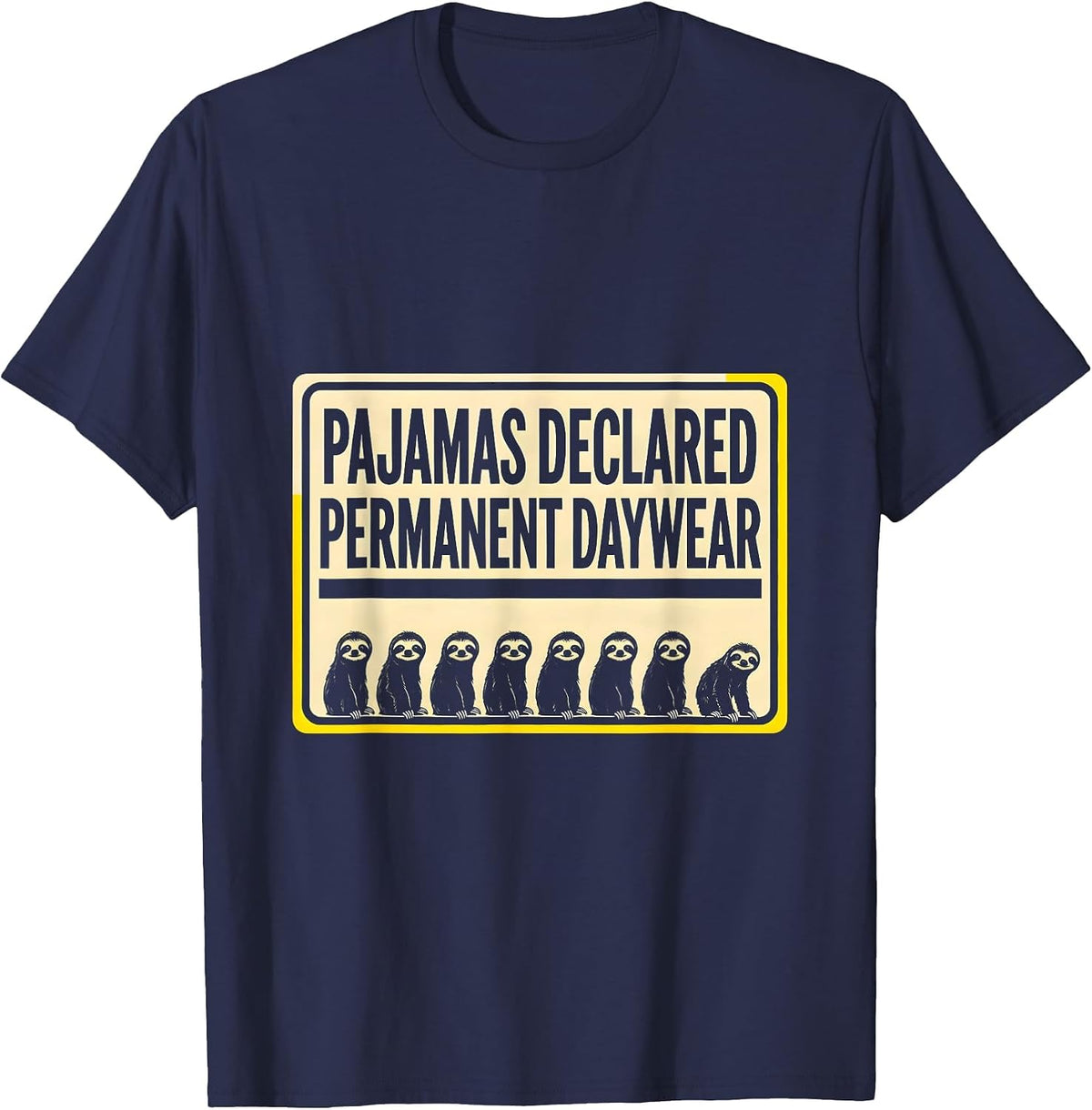 Men's Pajamas Declared Permanent Daywear Funny Sloth Lover T-Shirt - Navy Blue