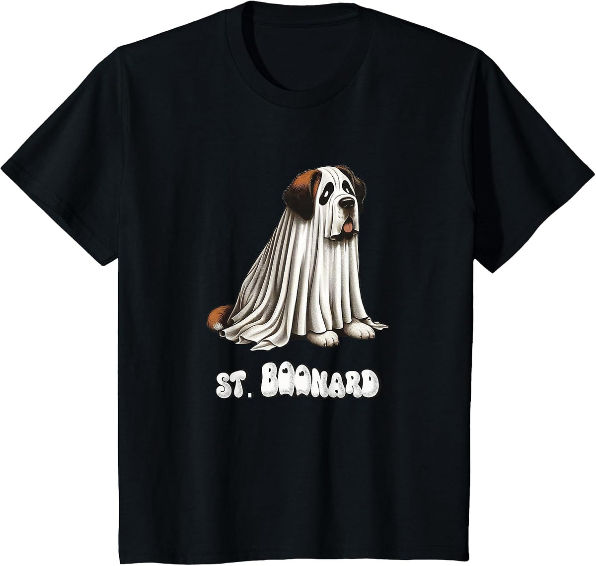 Funny Saint Bernard Halloween Ghost, St. Boonard, Dog Mom T-Shirt - Black