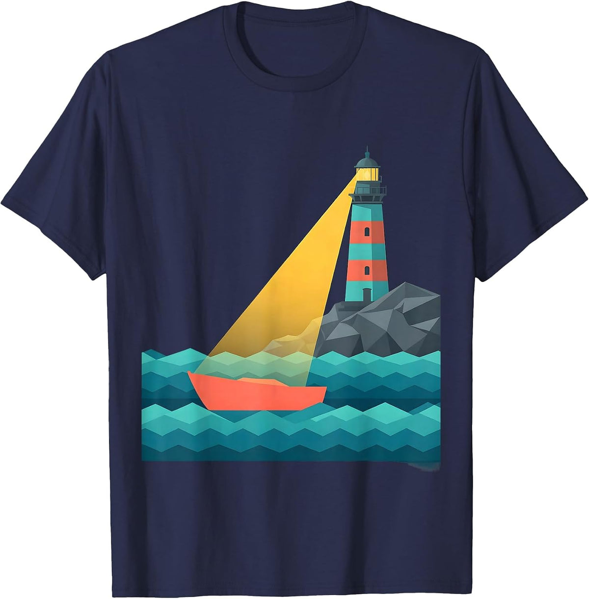 Men's Lighthouse Beam Suicide Prevention Awareness T-Shirt - Navy Blue