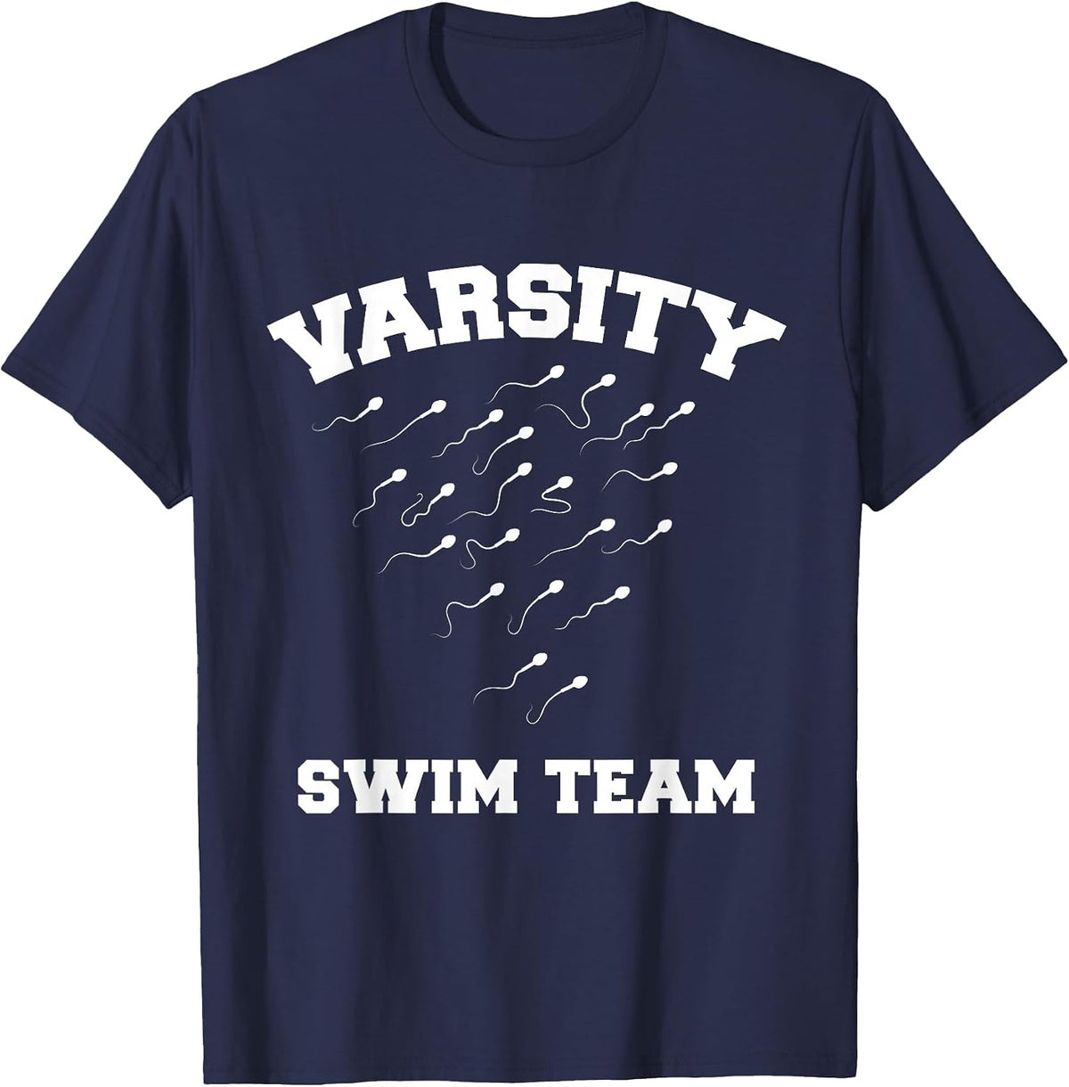 Varsity Swim Team Swimming Sperm T-Shirt - Navy Blue