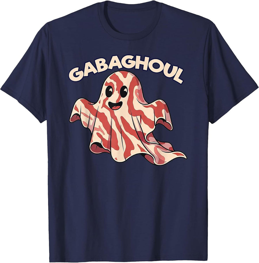 Gabaghoul Funny Italian Food Ghost Halloween Pun T-Shirt - Navy Blue