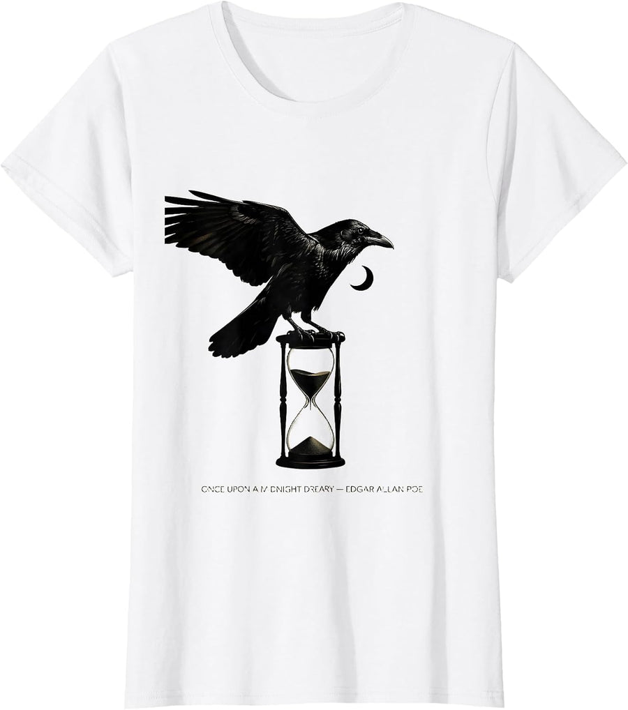 Women's Once Upon A Midnight Dreary — Edgar Allan Poe Gothic T-Shirt - White