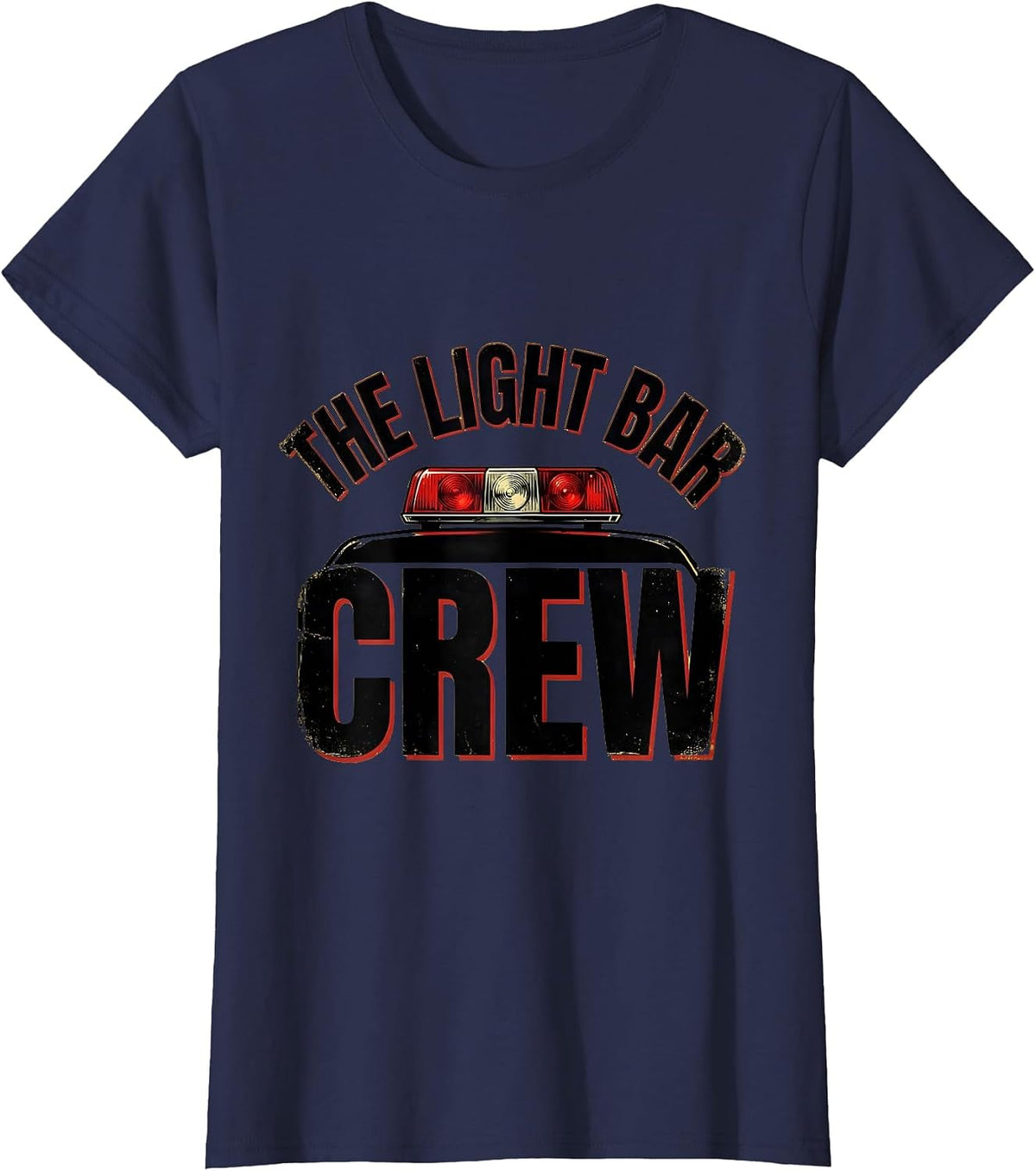 Women's THE LIGHT BAR CREW Vintage Firefighter Humor Fireman Gift T-Shirt - Navy Blue