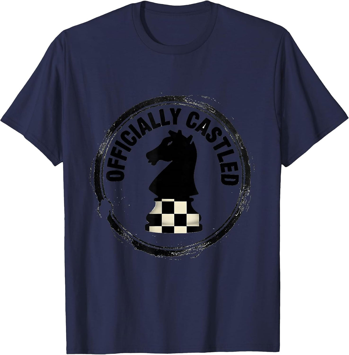 Officially Castled Funny Chess Player Gift Chess Lover Humor T-Shirt - Navy Blue
