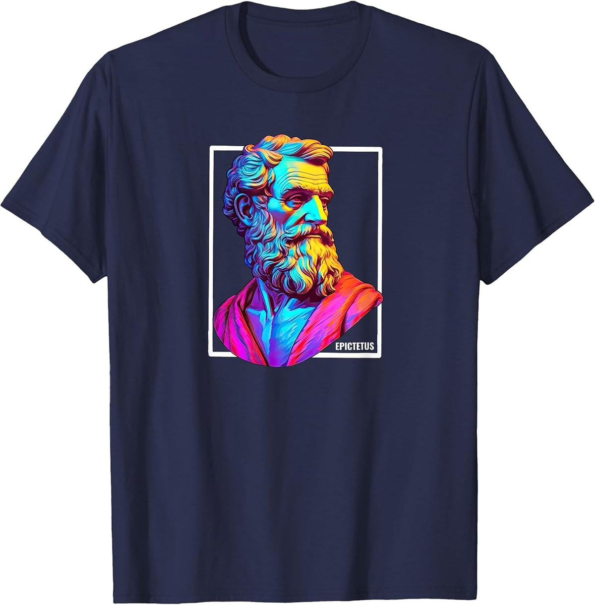 Epictetus Bust Stoic Stoicism Cool Roman Greek Philosopher T-Shirt - Navy Blue