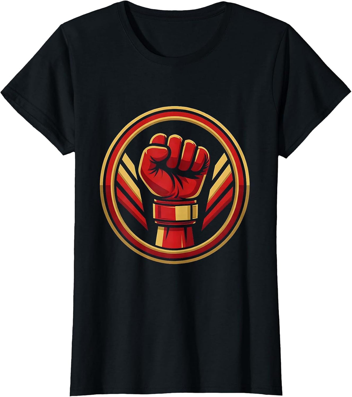 Boxing Glove Victory Raised Fist Cheer Graphic T-Shirt - Black