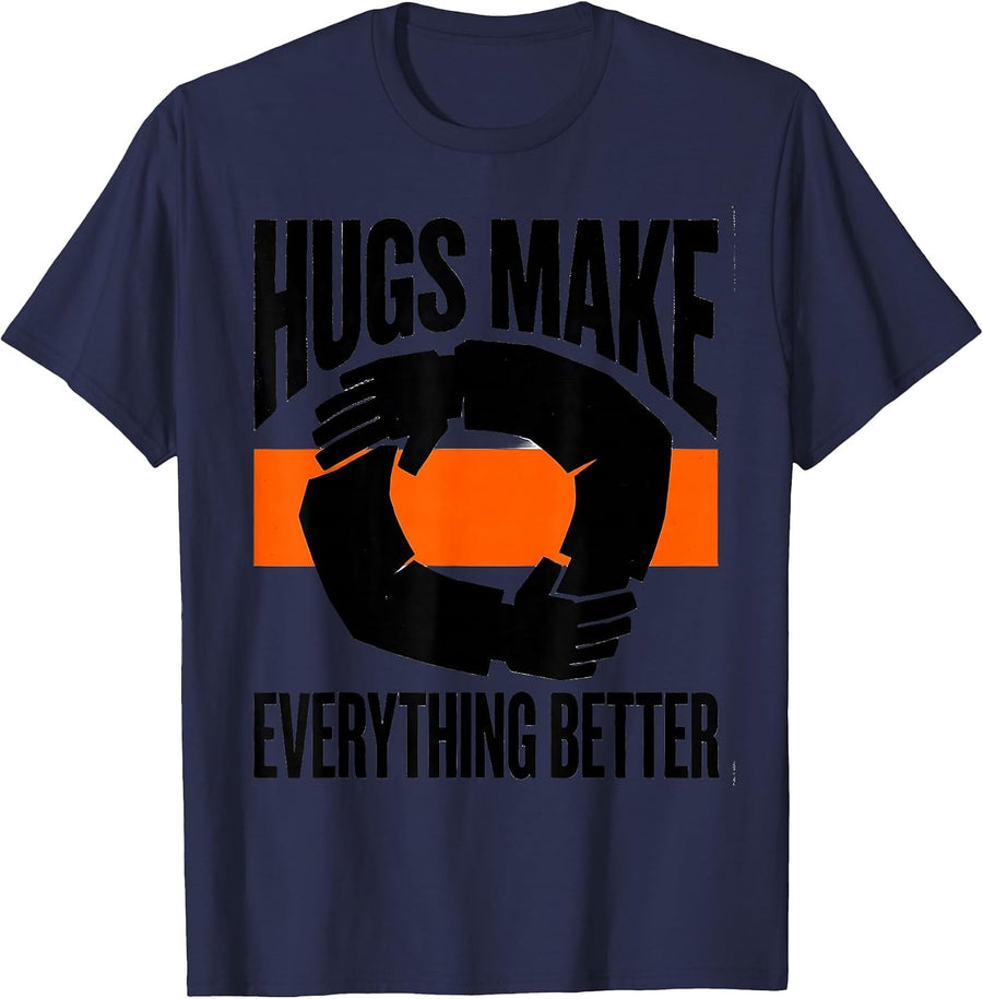 Hugs Make Everything Better Free Hugs Design T-Shirt - Navy Blue