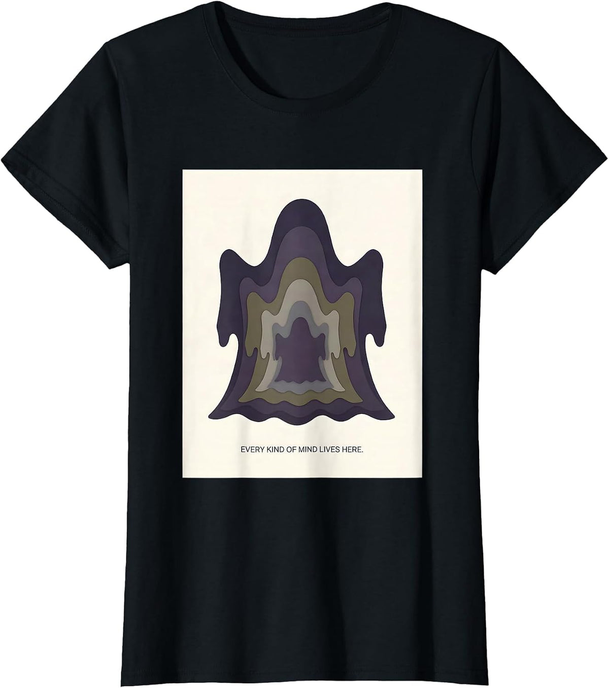 Every Kind Of Mind Lives Here Editorial Conceptual Halloween T-Shirt - Black