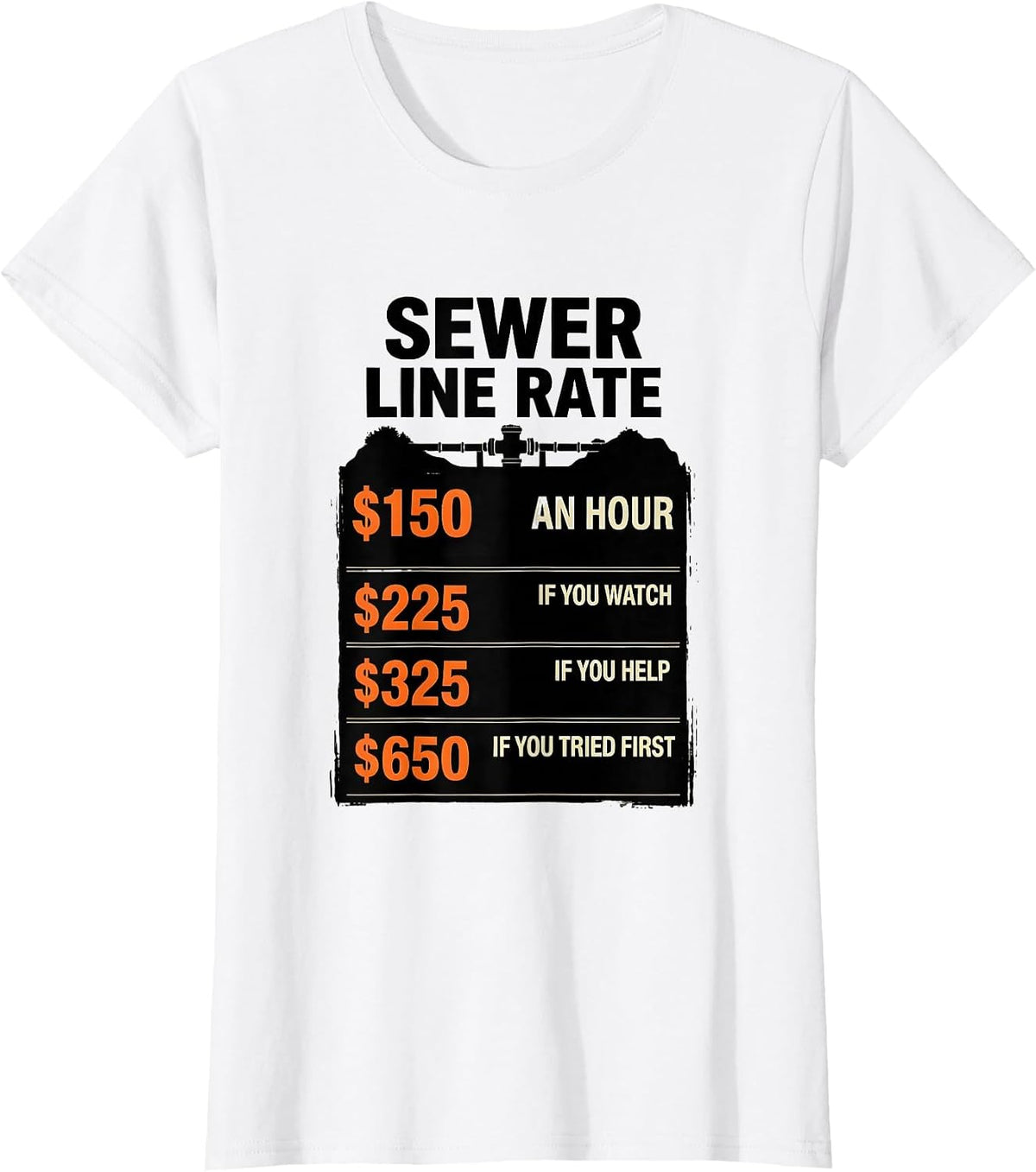 Plumber Hourly Rate Funny Plumbing Trade Gift T-Shirt - White