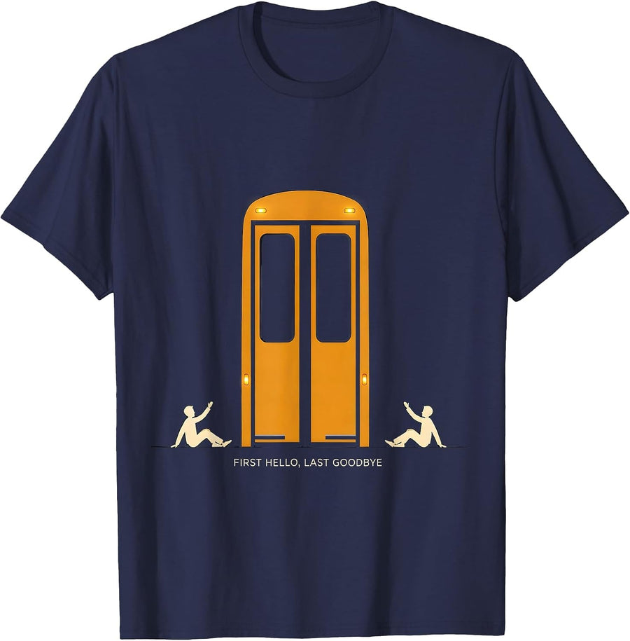 First Hello, Last Goodbye Funny School Bus Driver T-Shirt - Navy Blue