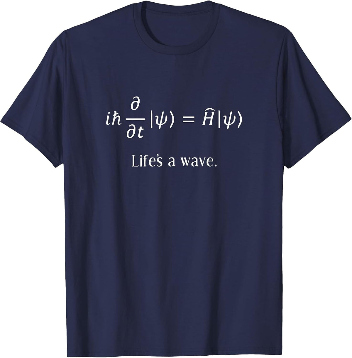 Quantum Physics Wave Equation Surfer Life Philosophy Tee T-Shirt - Navy Blue