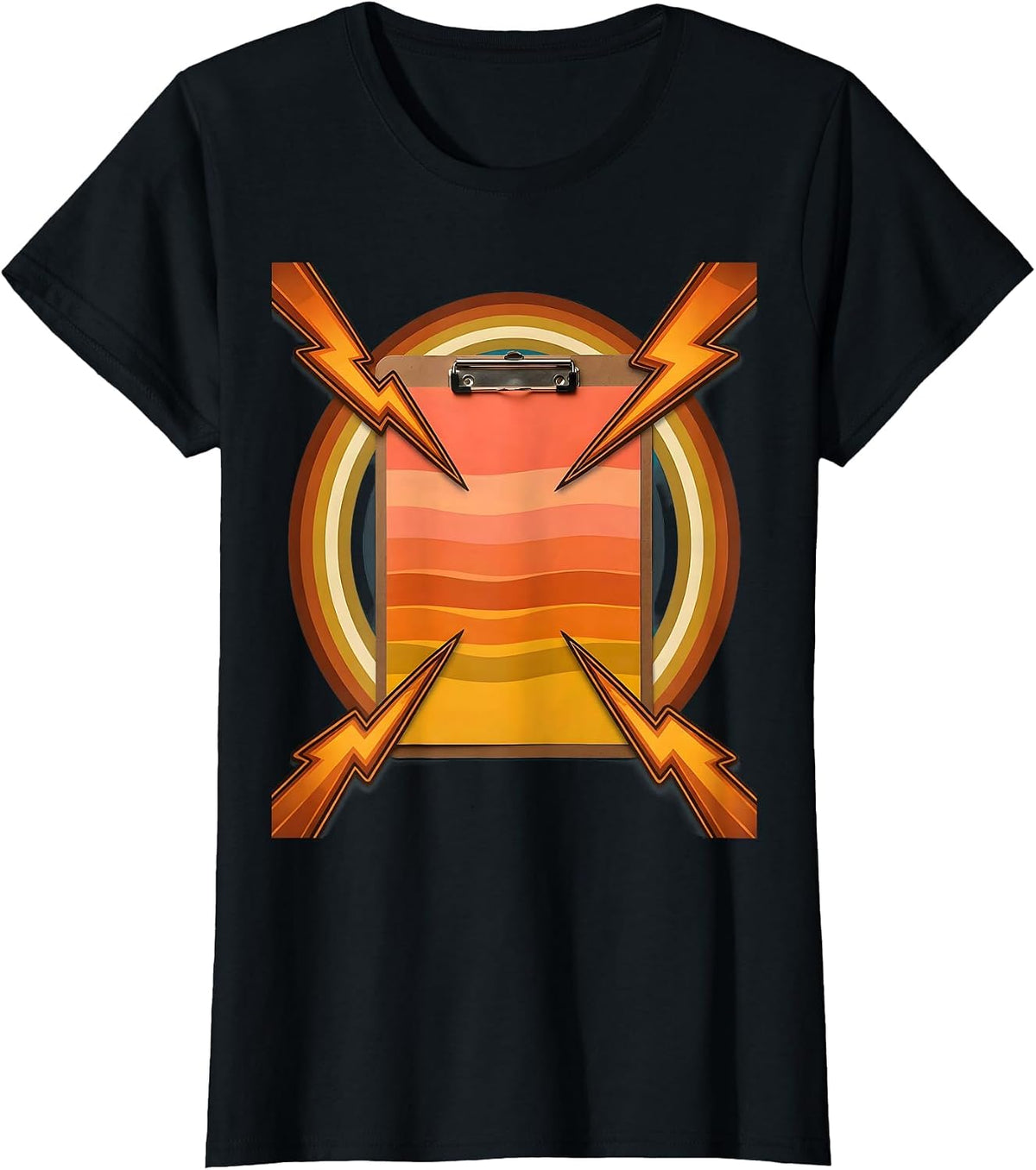 Chaos Coordinator Clipboard Lightning Bolt Graphic T-Shirt - Black
