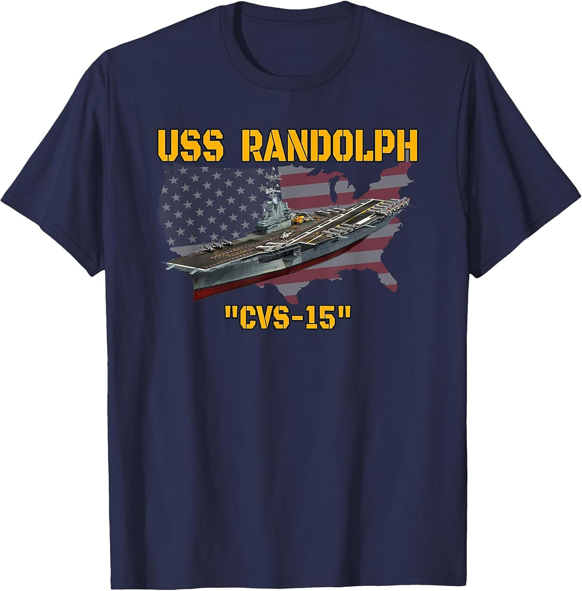 Aircraft Carrier USS Randolph CVS-15 Veteran Day Fathers Day T-Shirt - Navy Blue