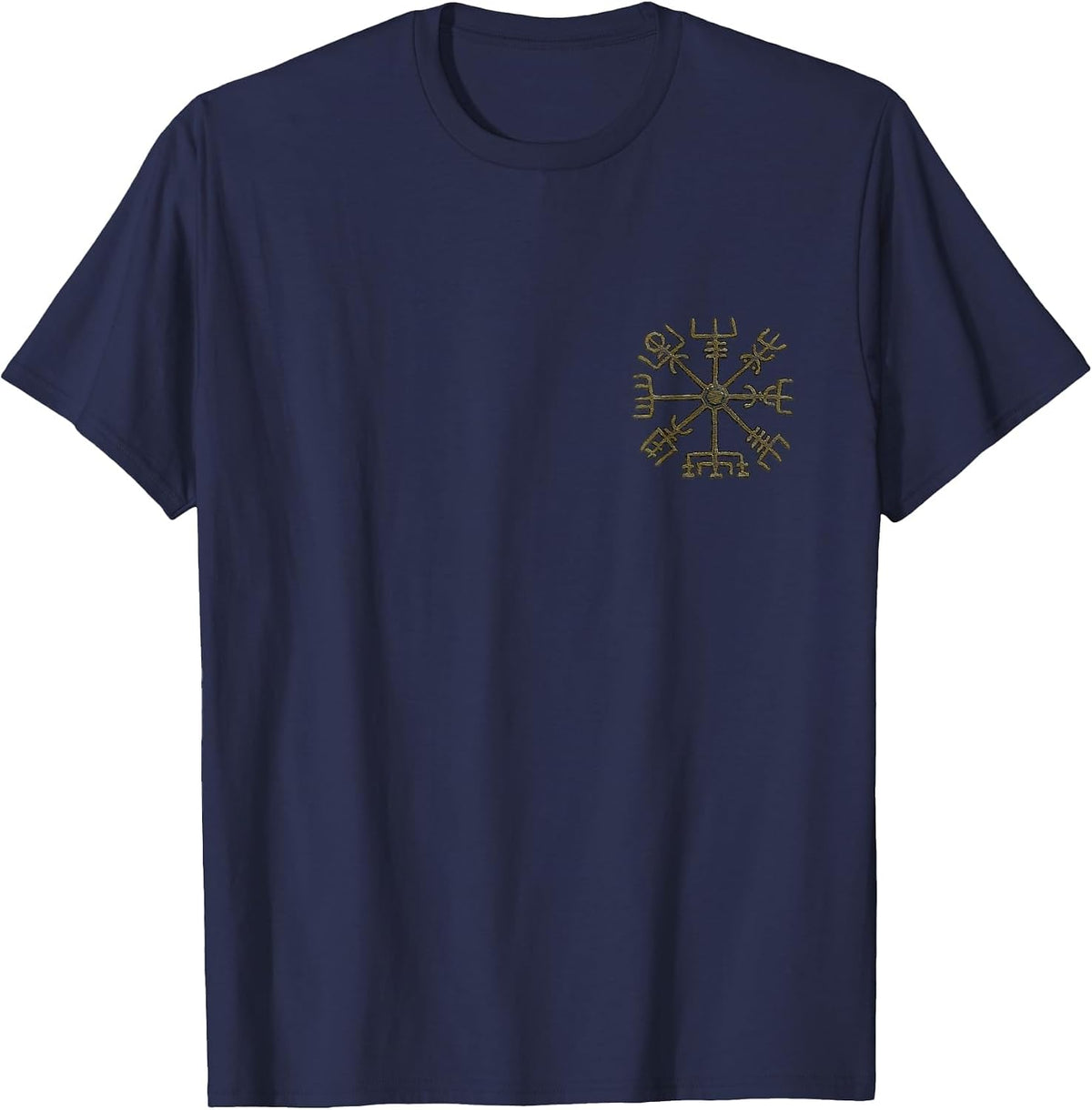 Vegvisir, Viking, Rune Circle, Nordic, Symbol, Odin, Thor T-Shirt - Navy Blue