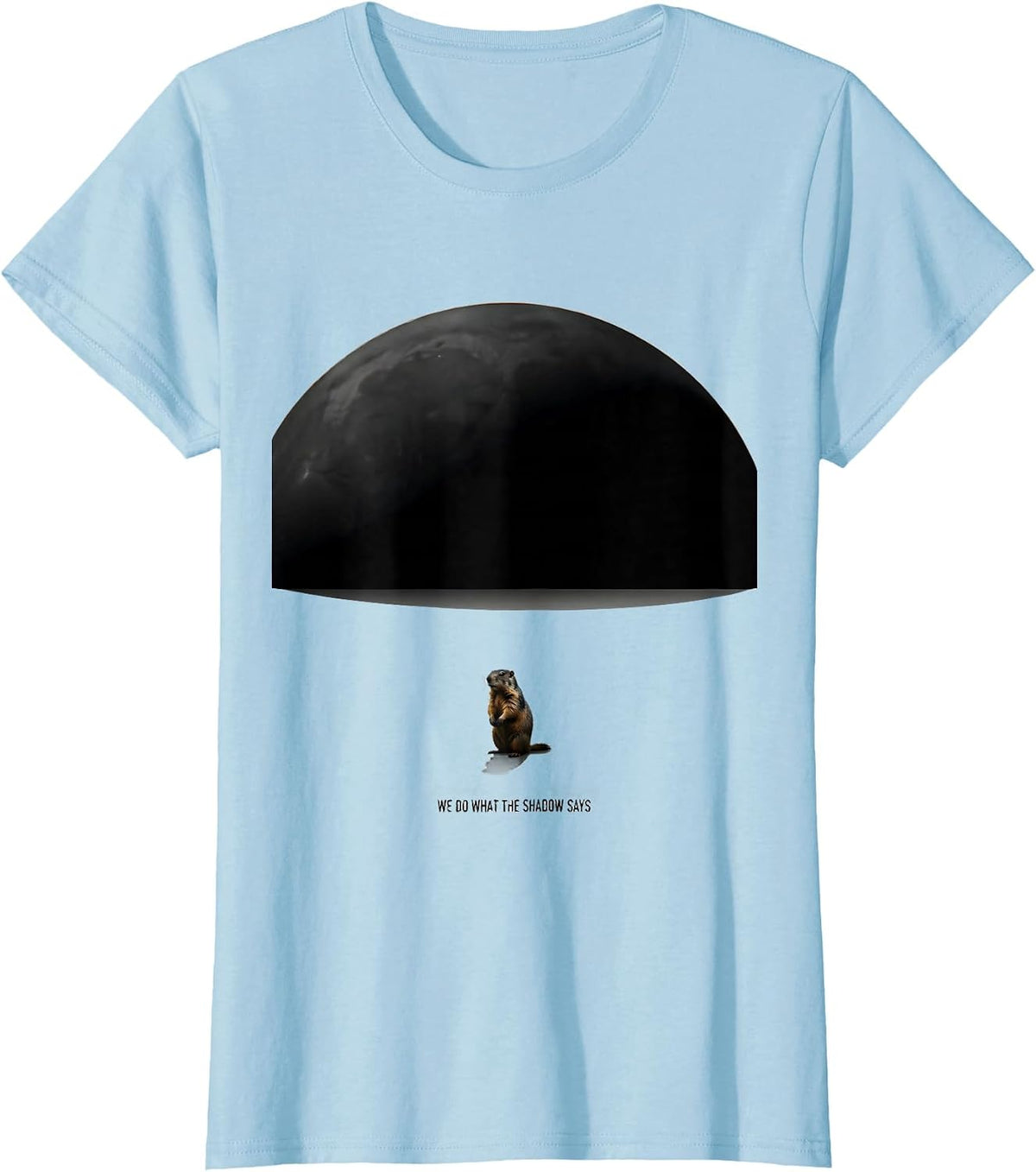 We Do What The Shadow Says Funny Groundhog Day Retro Humor T-Shirt - Baby Blue
