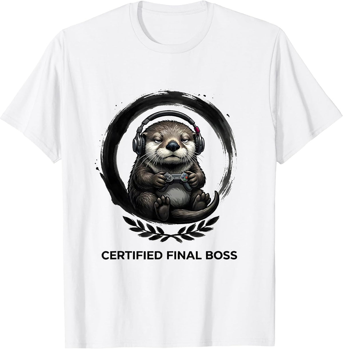 Men's Certified Final Boss Funny Anime Gamer Animal Mascot Otaku T-Shirt - White
