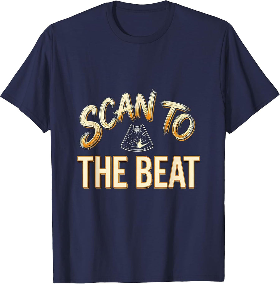 Scan To The Beat Funny Radiology Rad Tech X-Ray Tech T-Shirt - Navy Blue