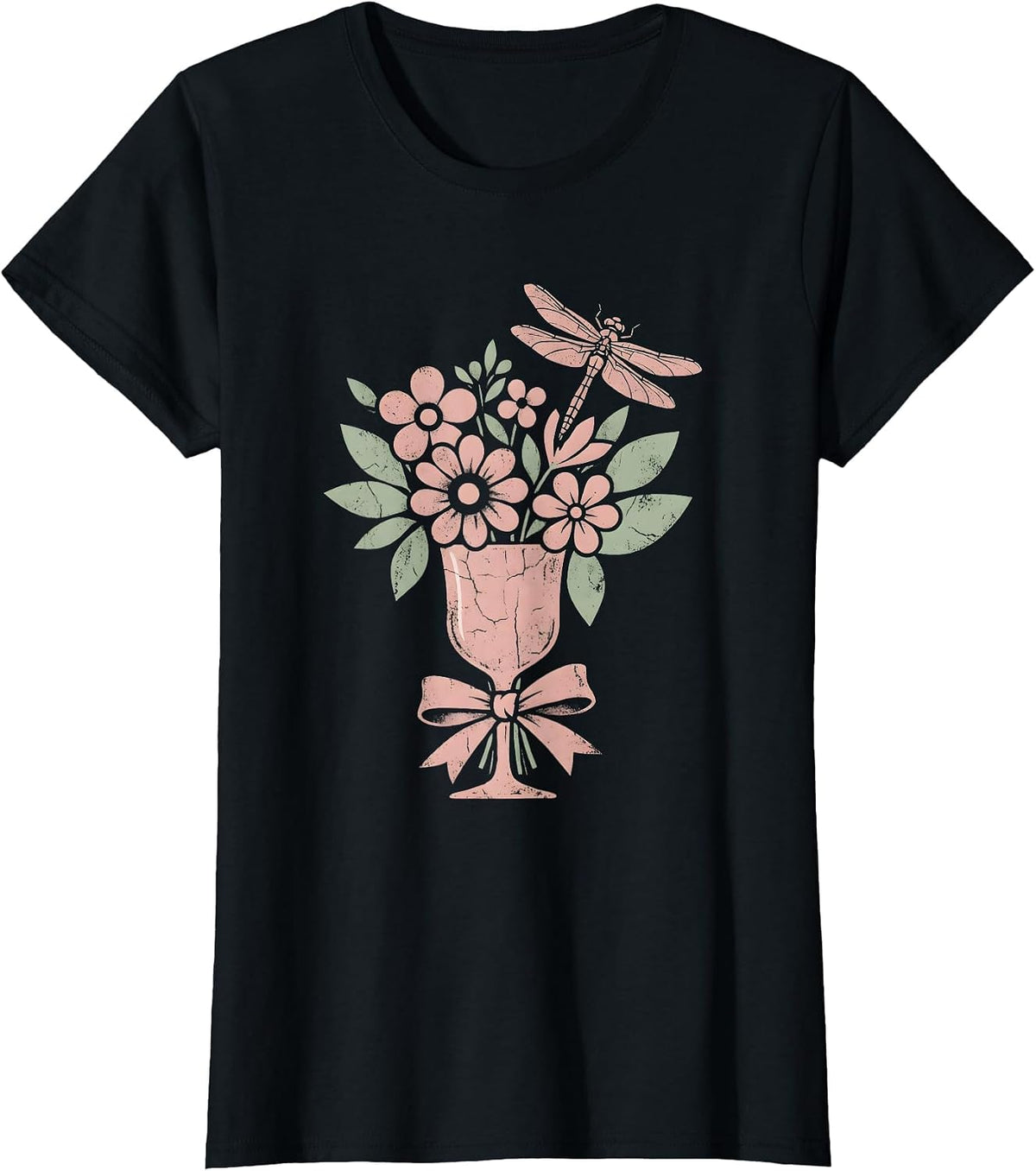Floral Derby Mint Julep Climbing Vines Design T-Shirt - Black
