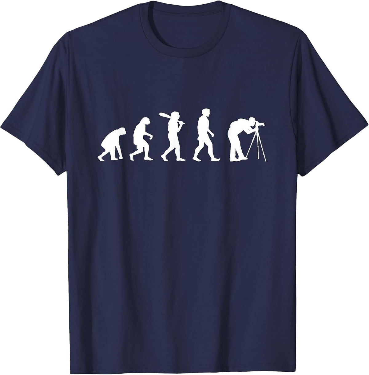 Photographer Evolution Camera Joke Funny Photography T-Shirt - Navy Blue