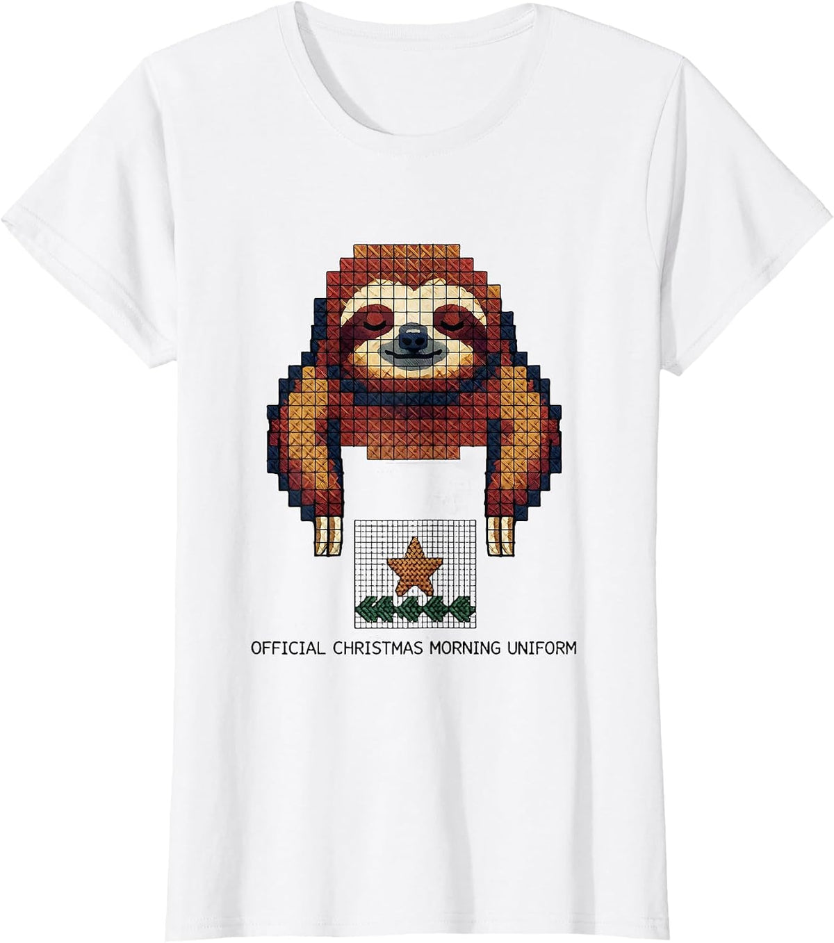 Official Christmas Morning Uniform Funny Sloth Lover Ugly T-Shirt - White