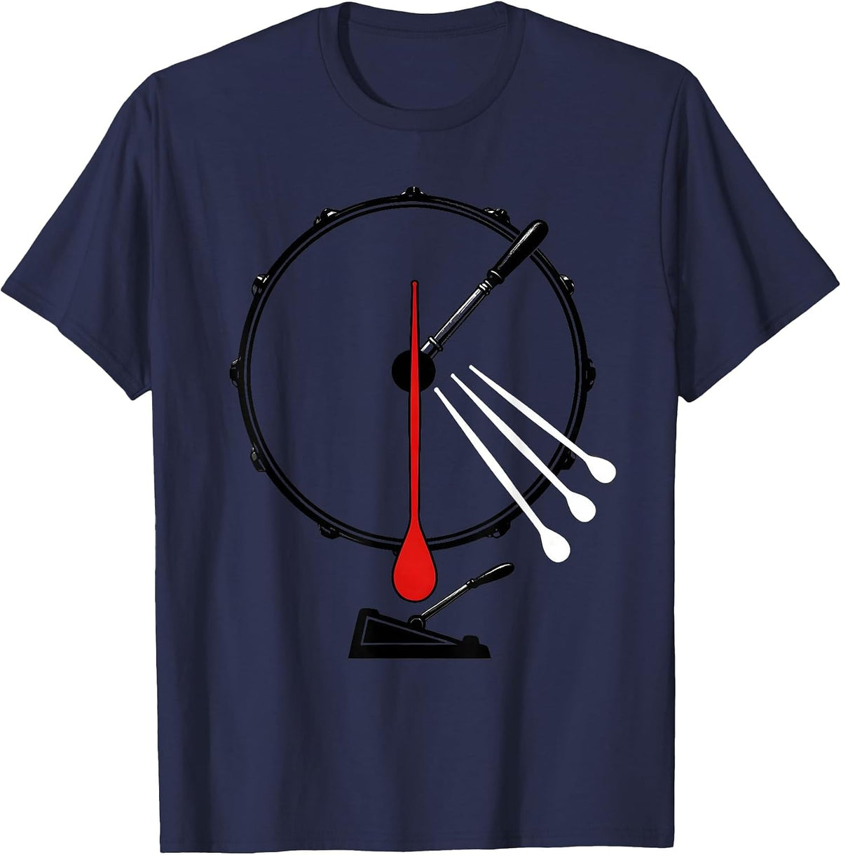 Bass-Drum Metronome Drummer Percussionist Humor T-Shirt - Navy Blue