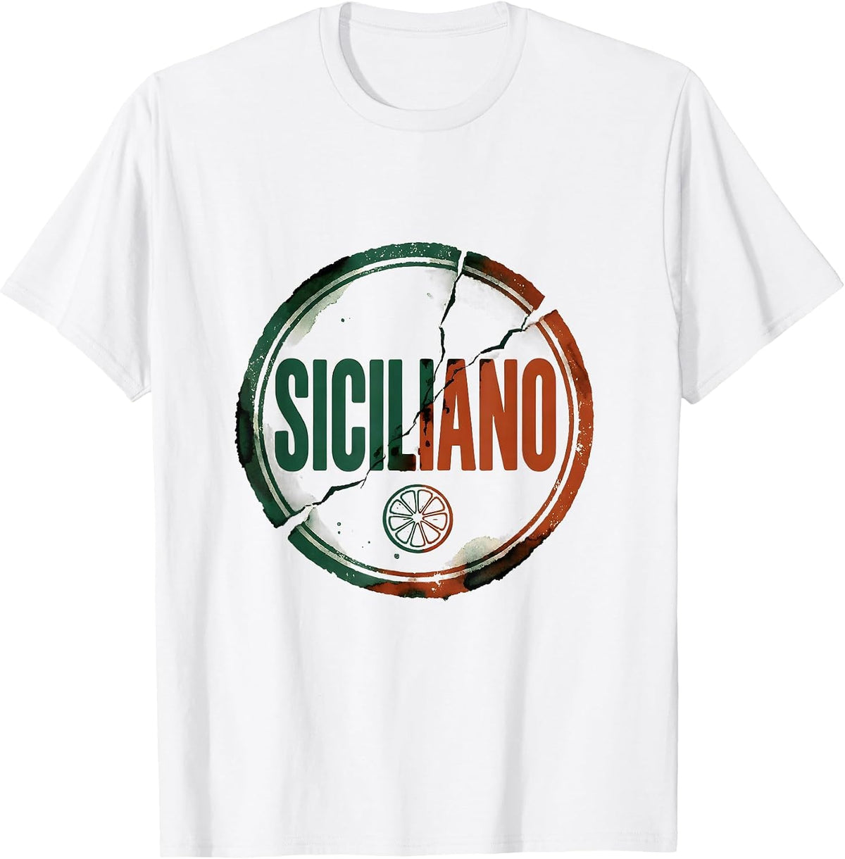 Men's Siciliano Rubber Stamp Italian Heritage Family Pride T-Shirt - White