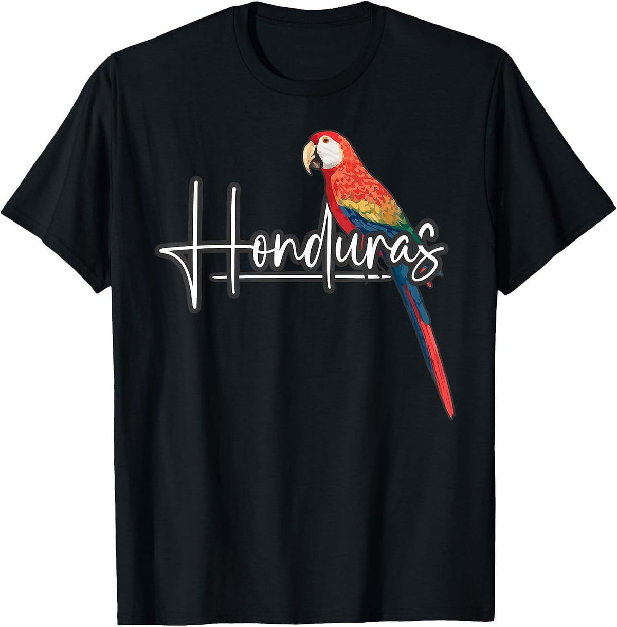 Honduran Scarlet Macaw Men Women Honduras T-Shirt - Black