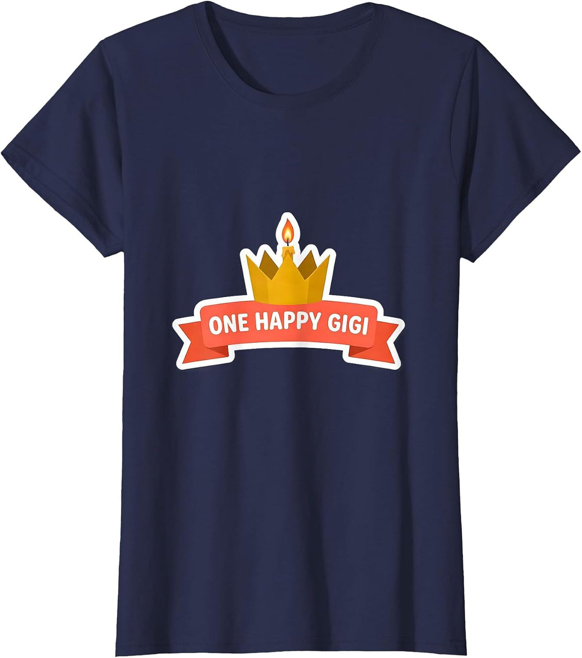 Women's One Happy Gigi Family Matching First Birthday Role Keepsake T-Shirt - Navy Blue