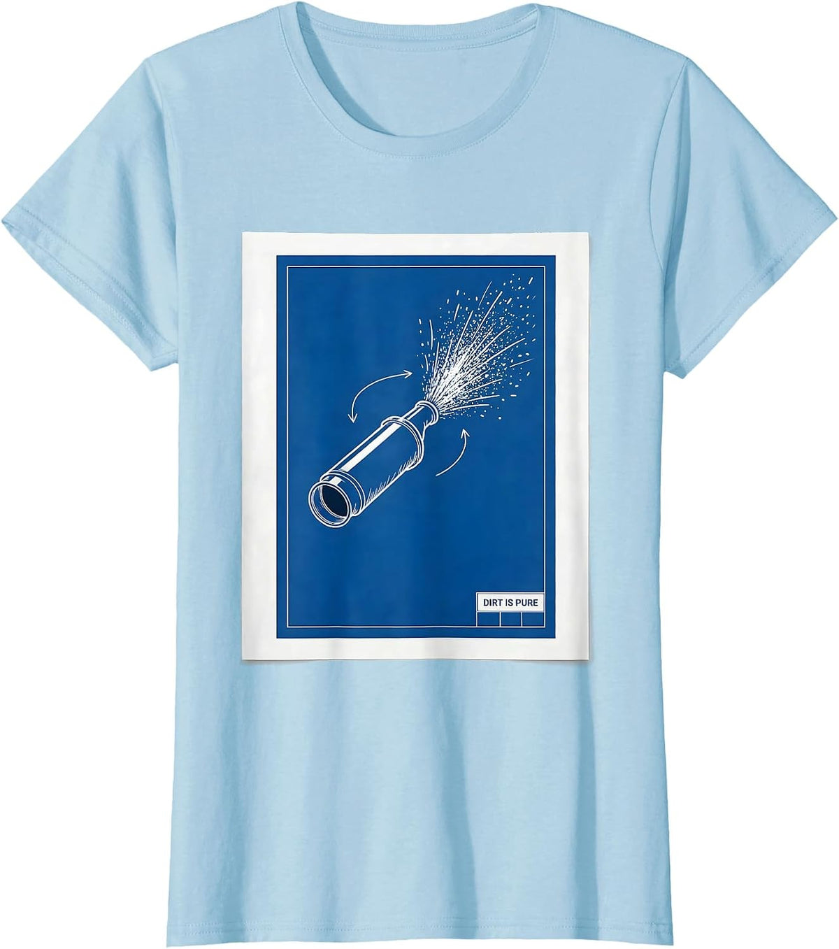 Dirt Is Pure Technical Blueprint Motocross Biker T-Shirt - Baby Blue