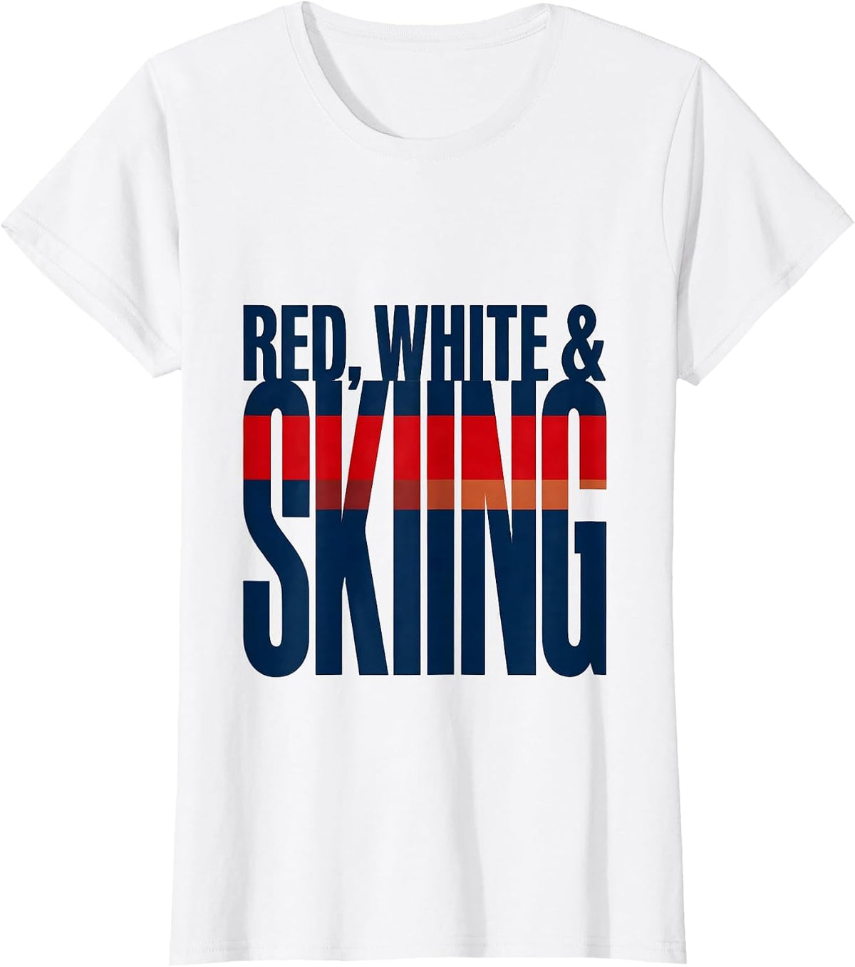 Red White Skiing Patriotic American Flag Sport Fan T-Shirt - White