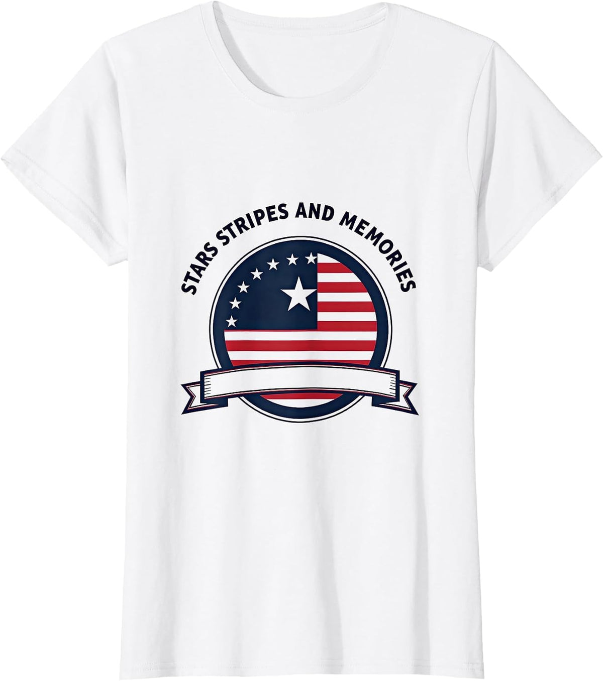 Stars Stripes and Memories Memorial Day Design T-Shirt - White