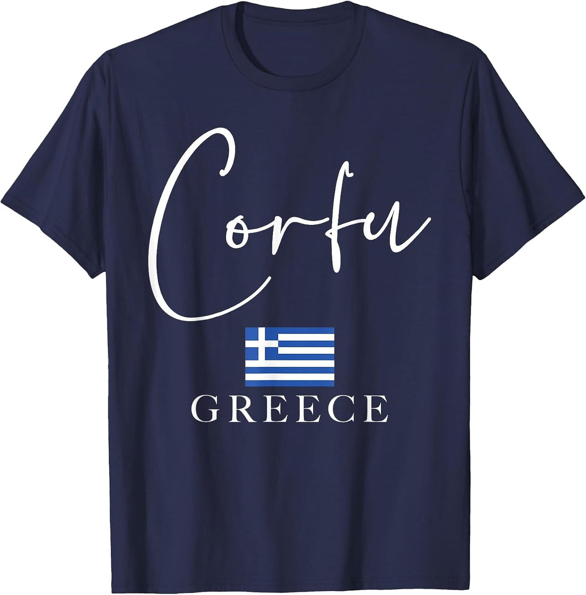Greece Flag Vacation - Island Corfu T-Shirt - Navy Blue