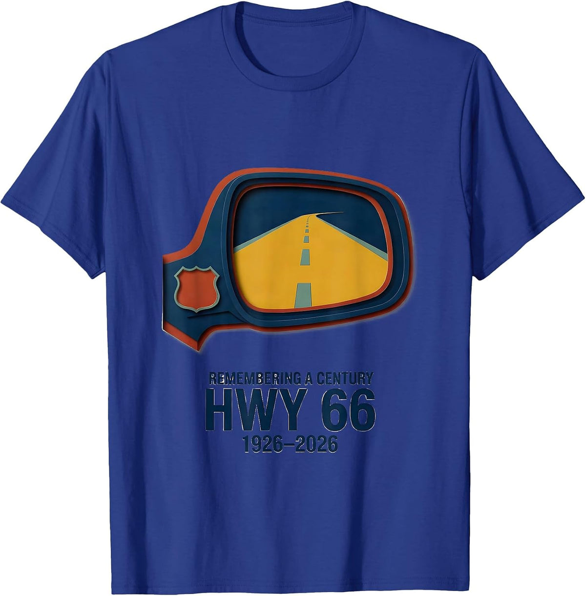Remembering A Century Hwy 66 Vintage Souvenir T-Shirt - Royal Blue