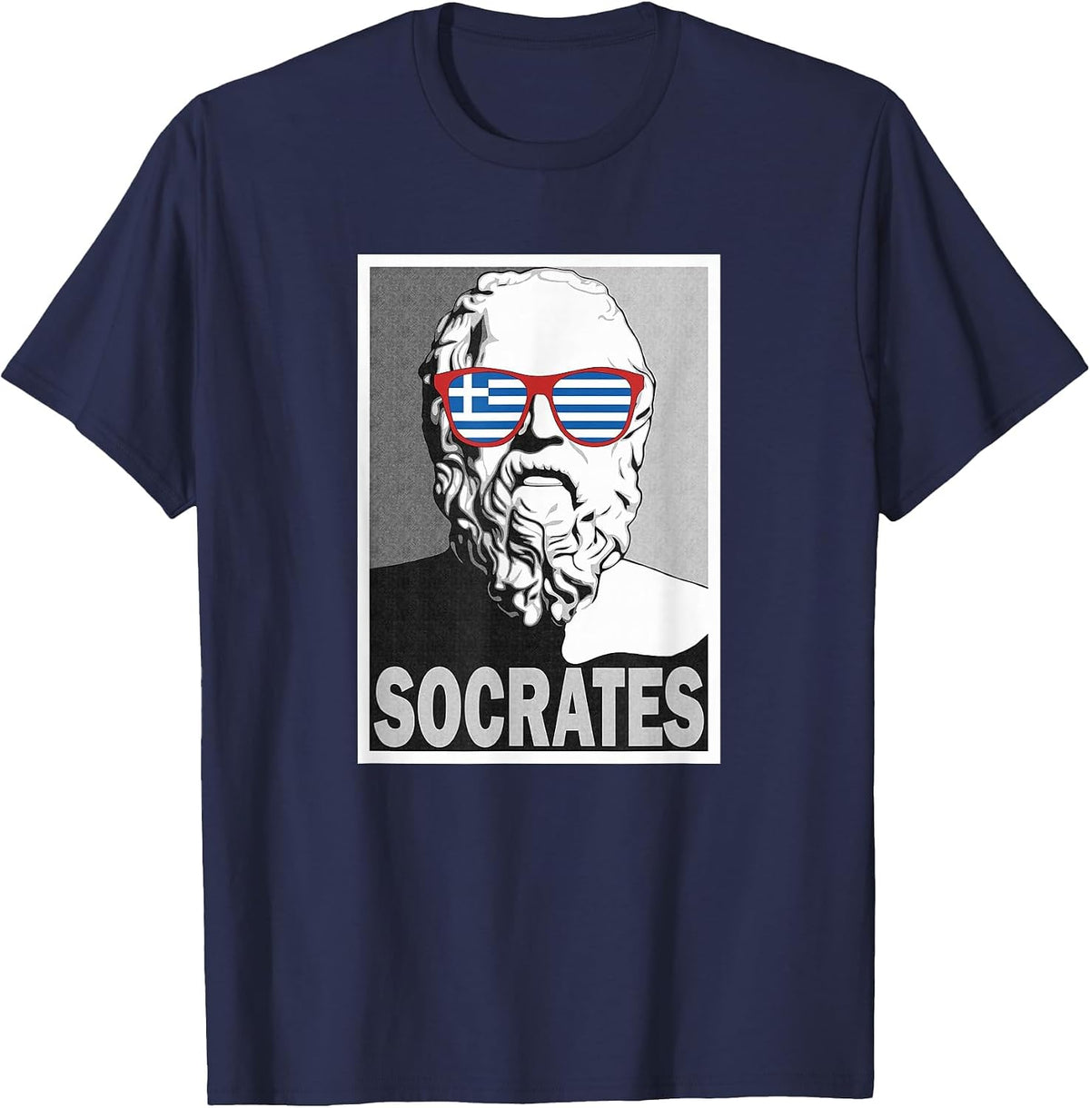 Socrates Ancient Greek Graphic Poster Style T-Shirt T-Shirt - Navy Blue