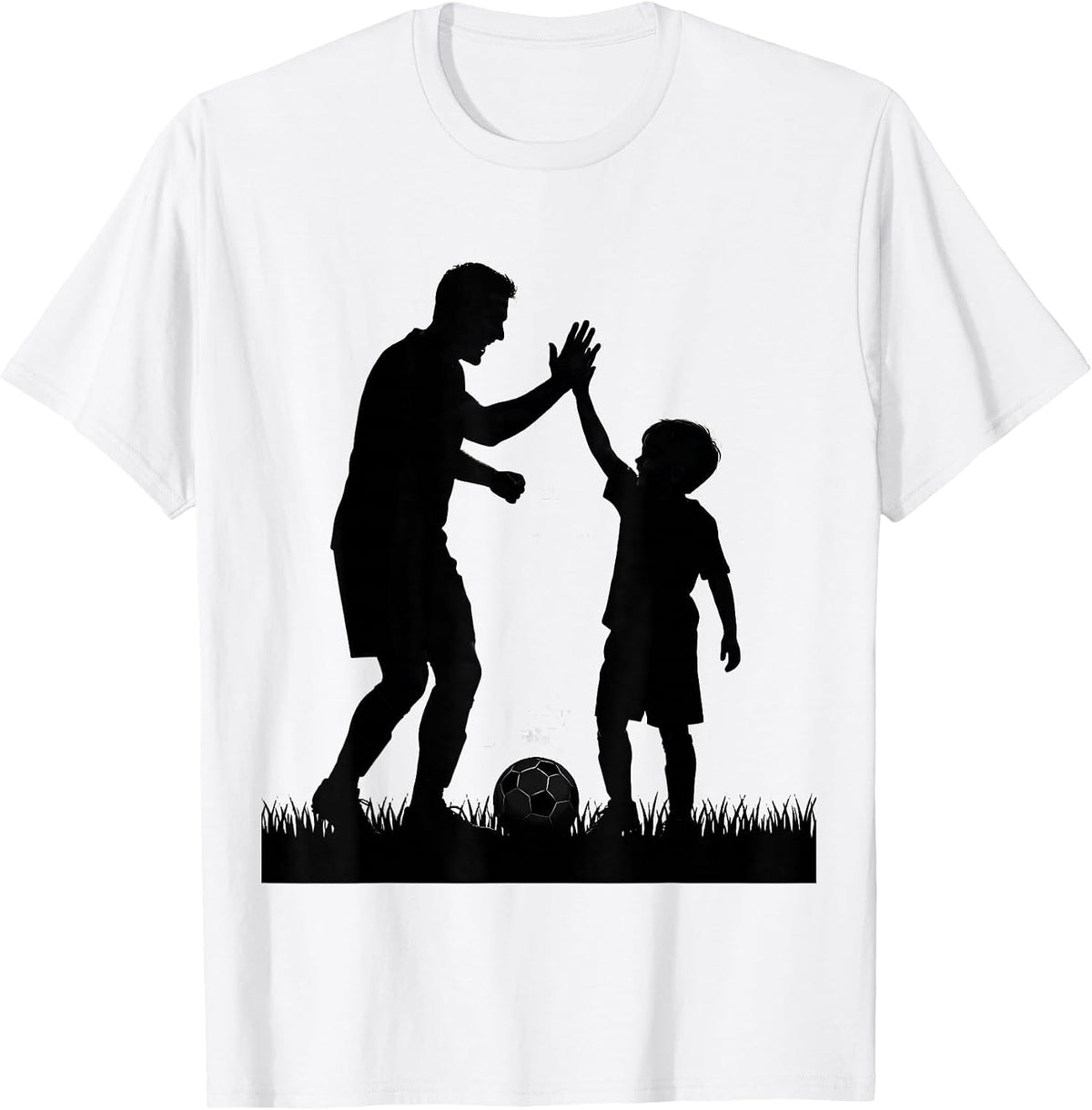 Men's Boy Dad Soccer High-Five Graphic T-Shirt - White