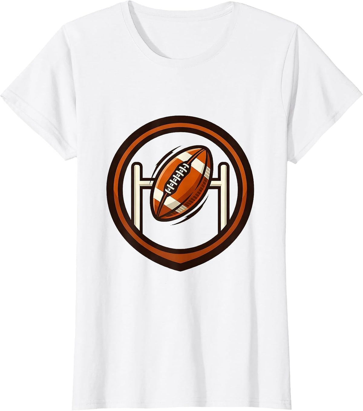 Rugby Ball Through the Goalposts Graphic T-Shirt - White