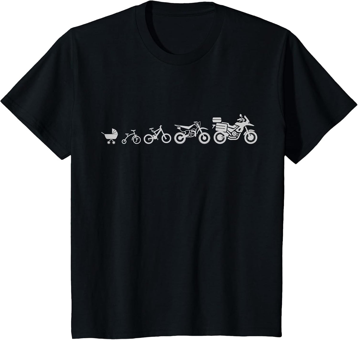 Evolution of Adventure Motorcycle T-Shirt T-Shirt - Black
