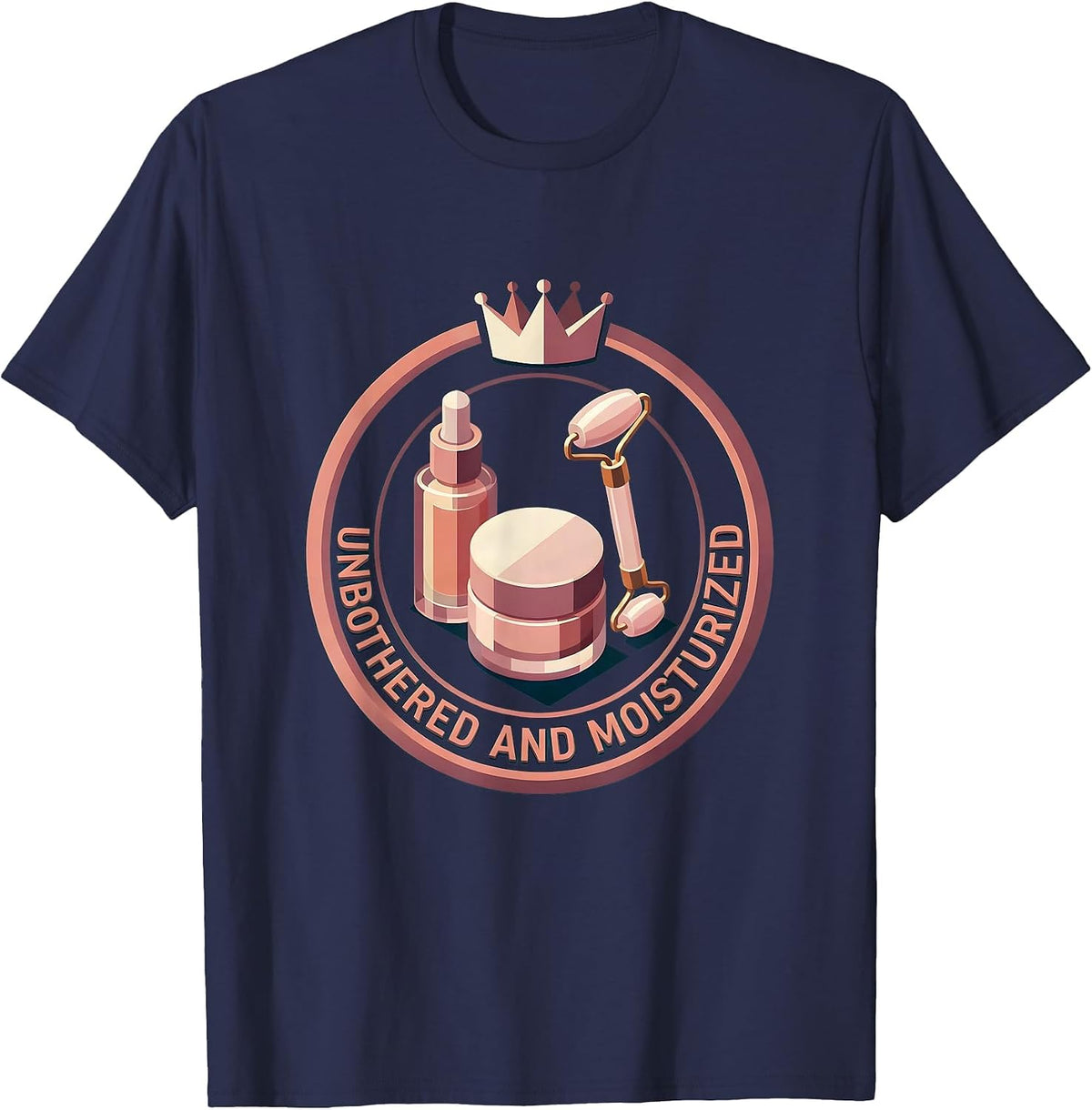 Men's Unbothered and Moisturized Novelty Design T-Shirt - Navy Blue