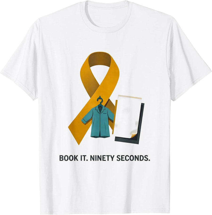 Men's Book It Ninety Seconds Midcentury Modern Mammography Tech T-Shirt - White