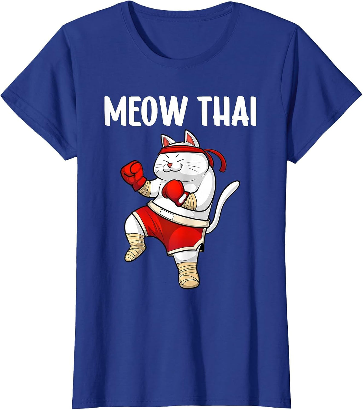 Funny Meow Thai Design for Men Women Muay Thai Boxing Lovers T-Shirt - Royal Blue