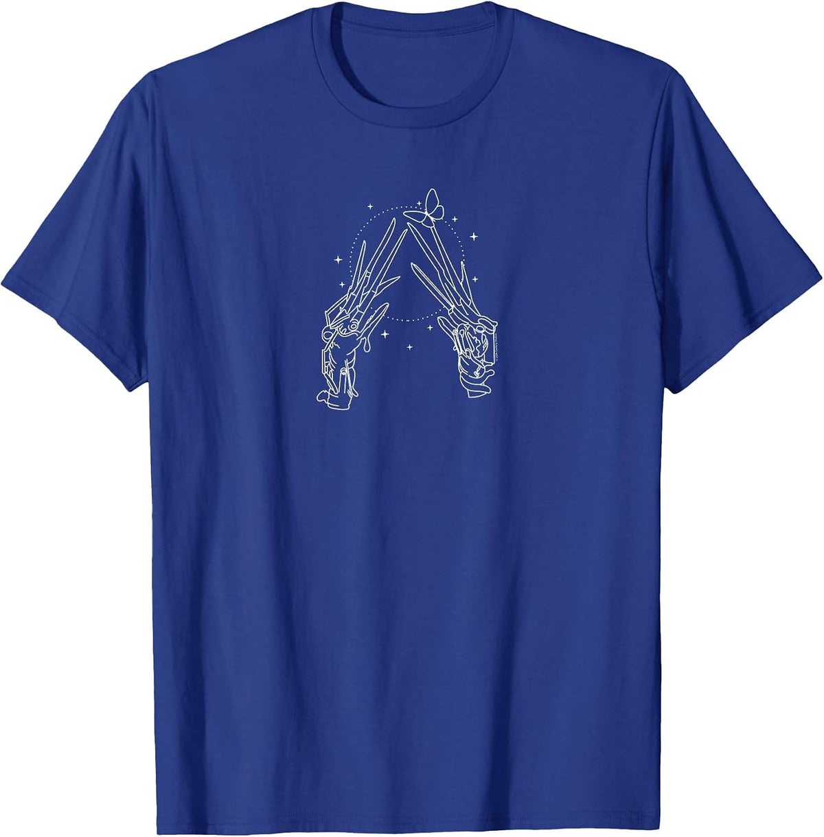 Edward Scissorhands Celestia's Scissors Line Art Small Logo T-Shirt - Royal Blue