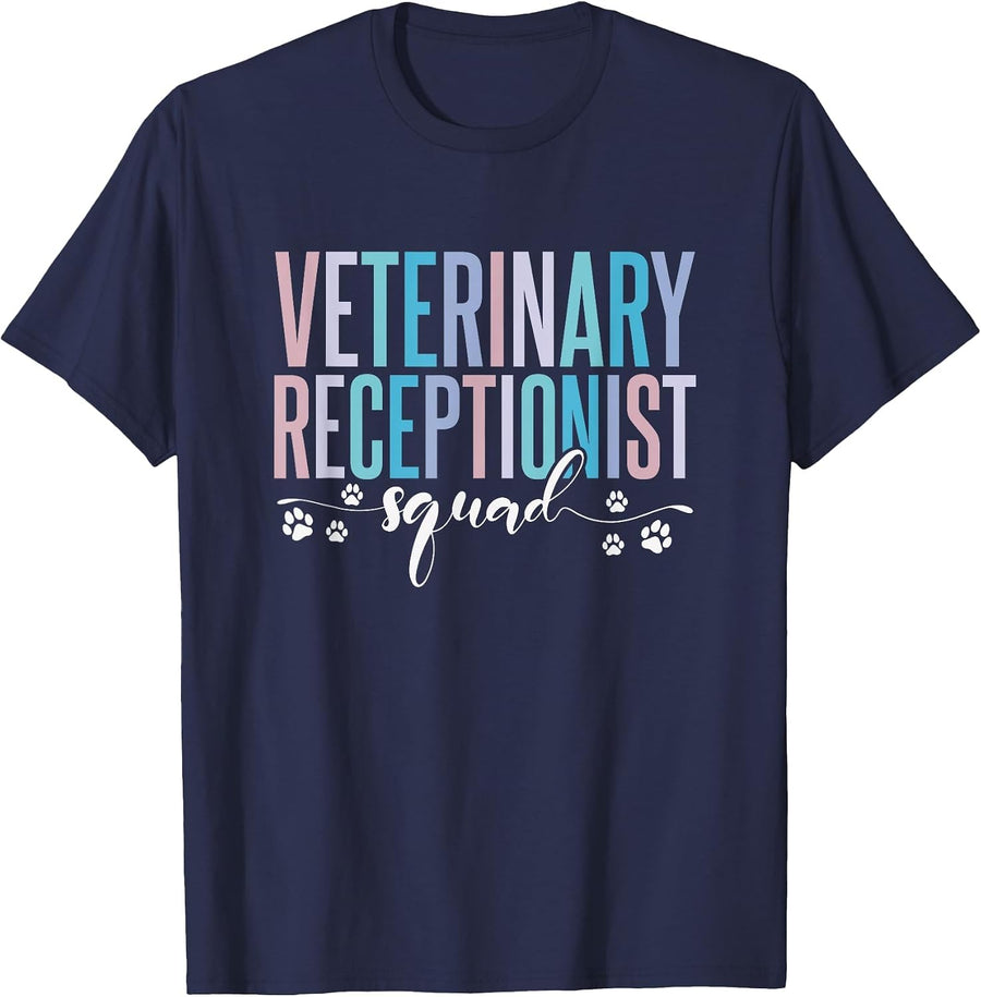 Veterinary Receptionist Squad Veterinarian T-Shirt - Navy Blue